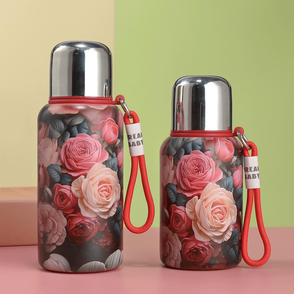 Floral Chinese-Style 316 Stainless Steel Insulated Tea Infuser Cup with Water Separation