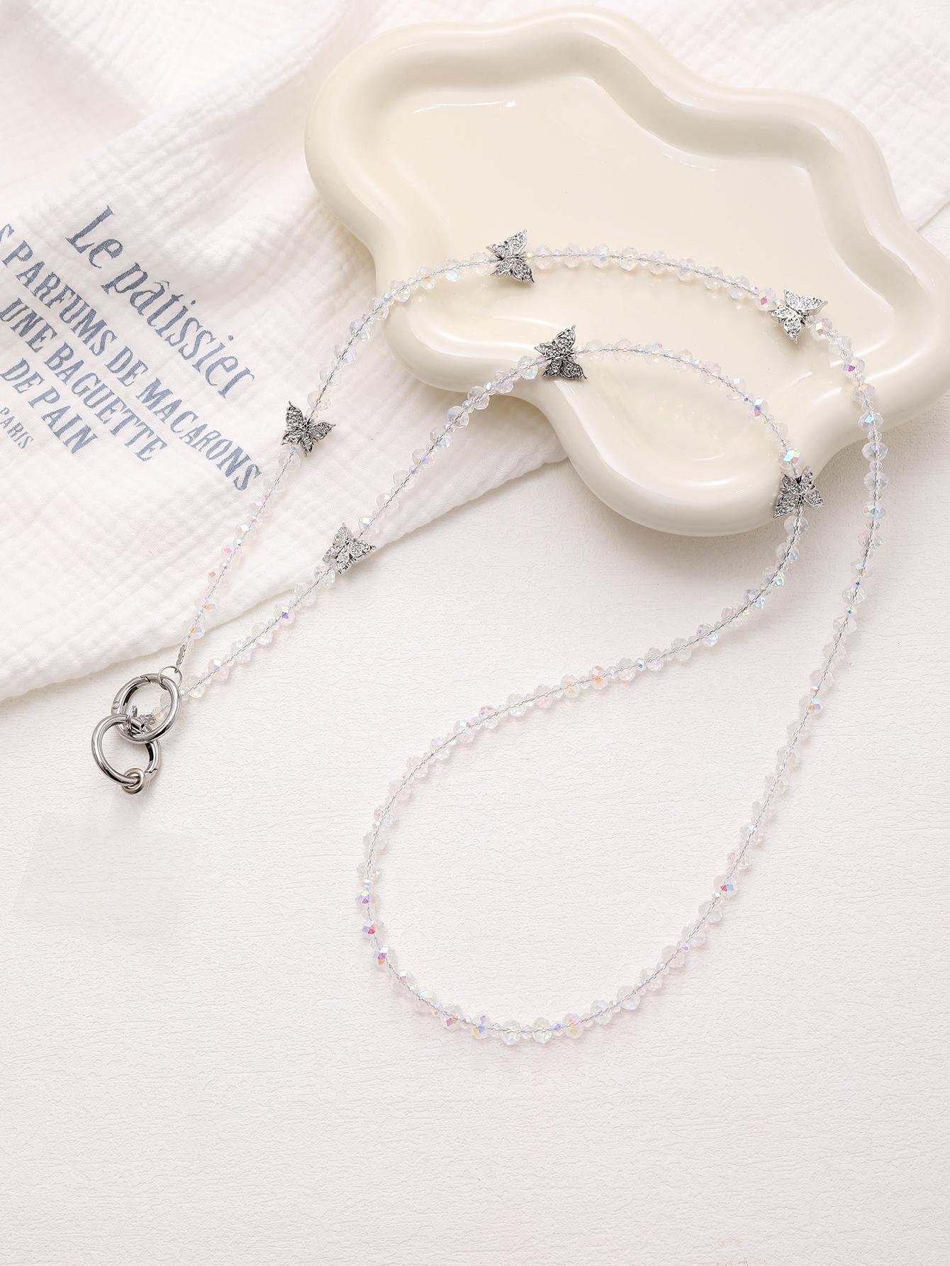 

Multi Color Light High-end Alloy Three-dimensional Butterfly Long Phone Crossbody Chain With Card Other