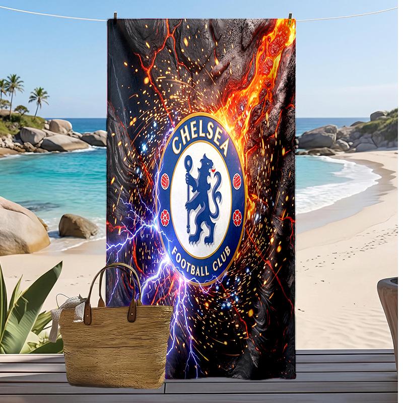 Toalla de Playa Impresa del Chelsea FC Toalla Suave de Secado Rápido Manta de Playa Rectangular Grande Portátil para Viajes Piscina