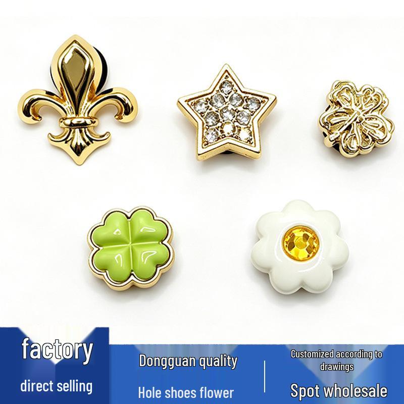 Versatile Four-Leaf Clover & Diamond Flower Charms for Crocs - Cool Metal Shoe Decorations