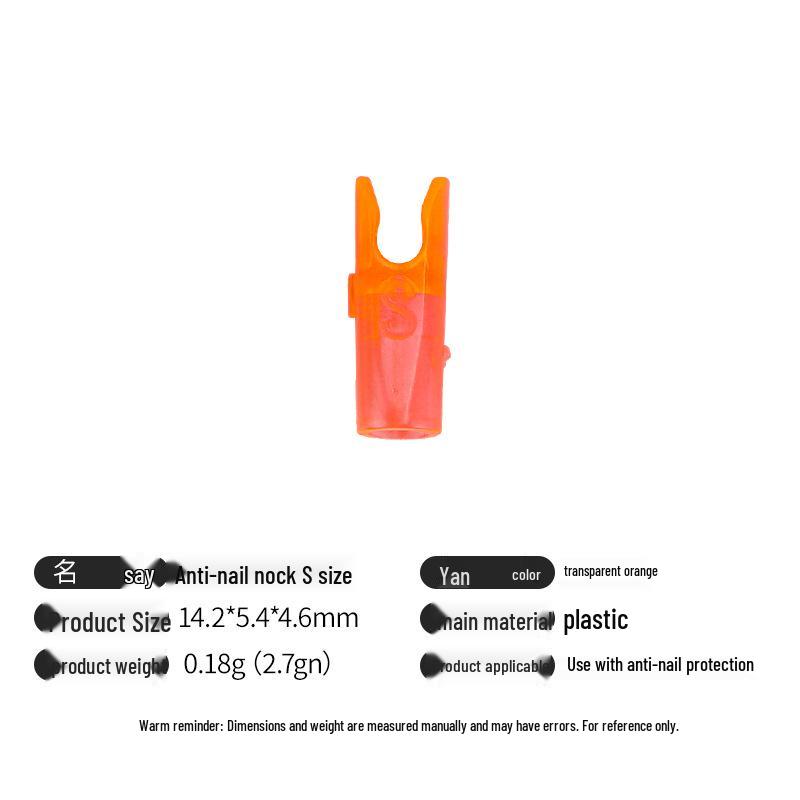 Multicolor Anti-Nail Plastic Arrow Nock with Inner Insert and Outer Wrap, Various Specifications Available.