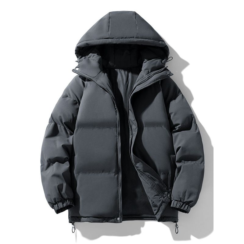 Winter New Style Fleece-Lined Warm Thickened Stand-Collar Couple's Jacket, Unisex Casual Hooded Windproof Cotton Coat