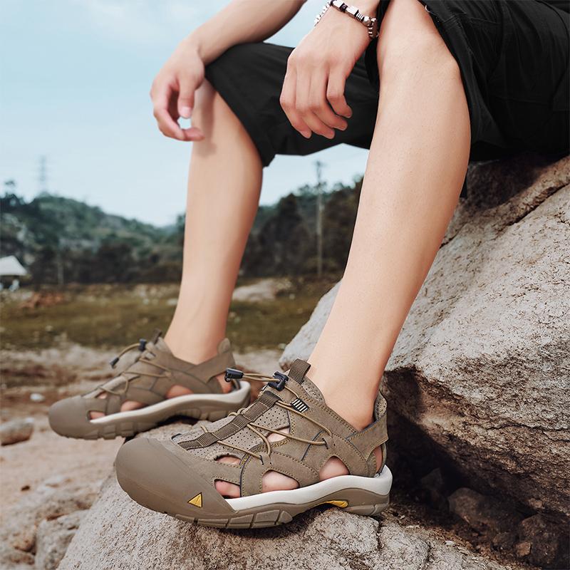 Summer Men's Sandals Baotou Slippers Beach Sandal Wading Shoes for Men Outdoor Breathable Non-slip Sandals