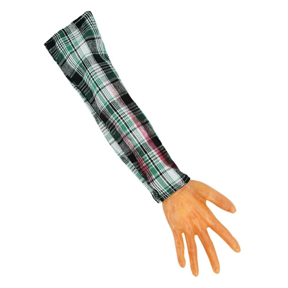 Horror Severed Arm Scary Human Arm Fake Severed Hand Trick Checkered cloth