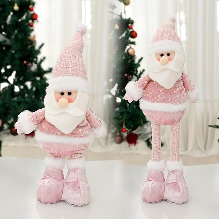 Colorful Sequins Santa/Snowman/Elk Figurine Christmas Standing Doll with Extendable Legs Holiday Decorating Accessories