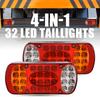 Pair 32LED Car Truck Tail Light Rear Stop Brake Light Turn Signal Indicator Reverse Taillight For Trailer Truck Lorry UTE 12-24V