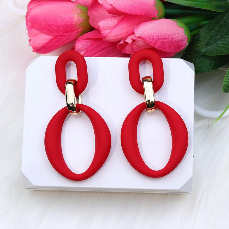 Pinkdudu Chain Link Acrylic Stud Earrings Painted Geometric Round Exaggerated Drop Earring Minimalist Dangle Earring PD2231