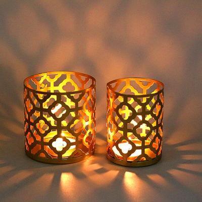 1PC Iron Candlestick Gold Candle Holders Fragrance Candle Cup Geometric Hollowed Out Handicraft
