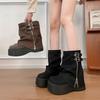 Autumn and Winter New Short Boots Women's Thick-soled Heightened Sweet and Cool Babes Small Trousers Martin Boots High-heeled Medium Boots