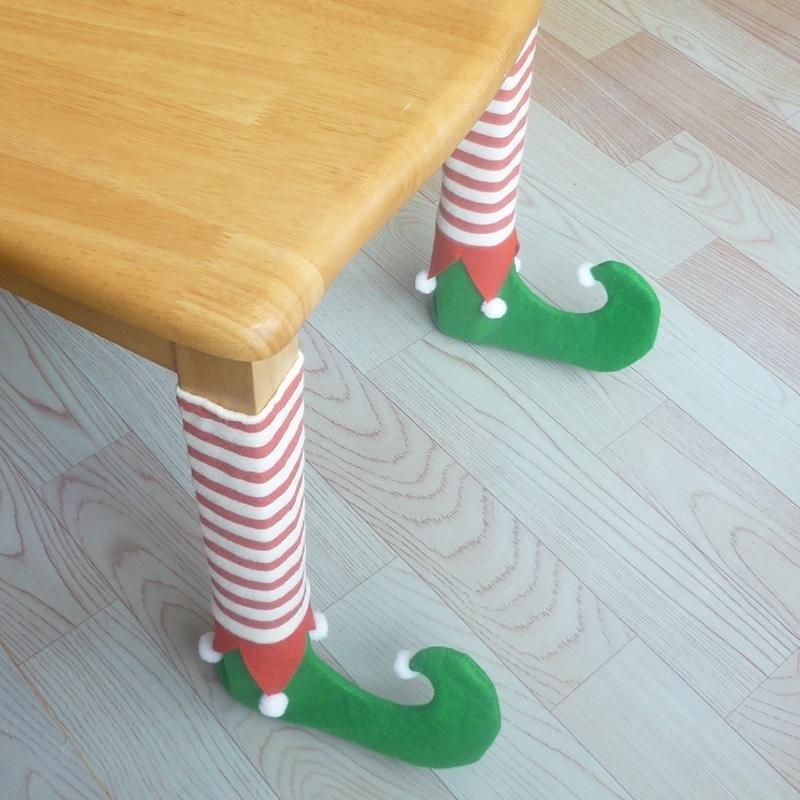 4pcs Christmas Decorations Shoes Stockings Chair Table Furniture Floor Protector Foot Leg Cover