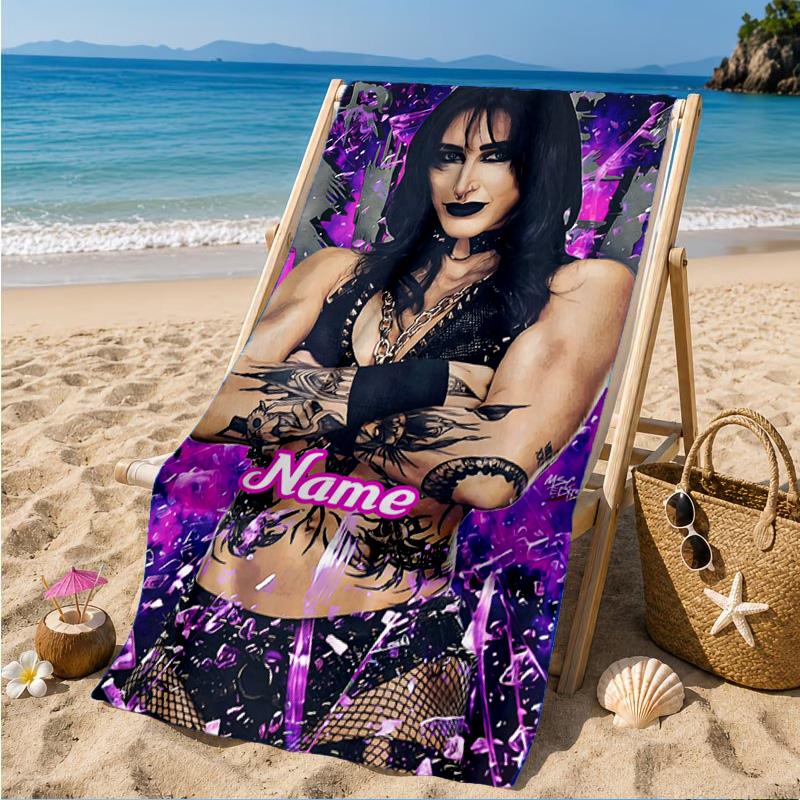 Custom Name Rhea Ripley wrestling Beach Towel Microfiber Beach Towel, Lightweight and Quick-Dry, for Summer Travel, Swimming Pool Gift