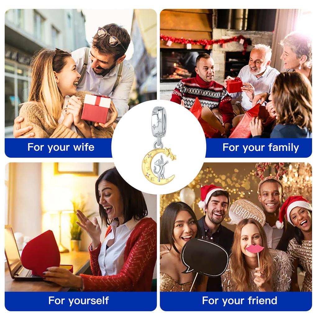 Copper 35 Styles Mysterious Stars Moon Pendants Bracelet Charms Fit Women Jewelry Party Beads Diy Gifts Accessories