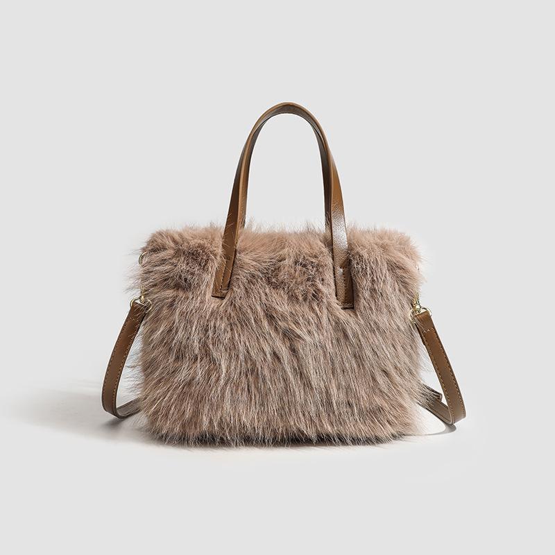 Simple Carry-on Plush Bag Women's Fashion Fluffy Shoulder Bag Ocean Fashion with Crossbody Fur Bag