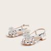 Summer Rhinestone Flower Girls Princess Sandals Children's High Heels Soft Sole Anti-slip Comfortable Footwear for Kids Party