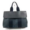 HERMES Valparaiso PM Tote Bag Flap Bag Hand Bag cotton / Leather Black
