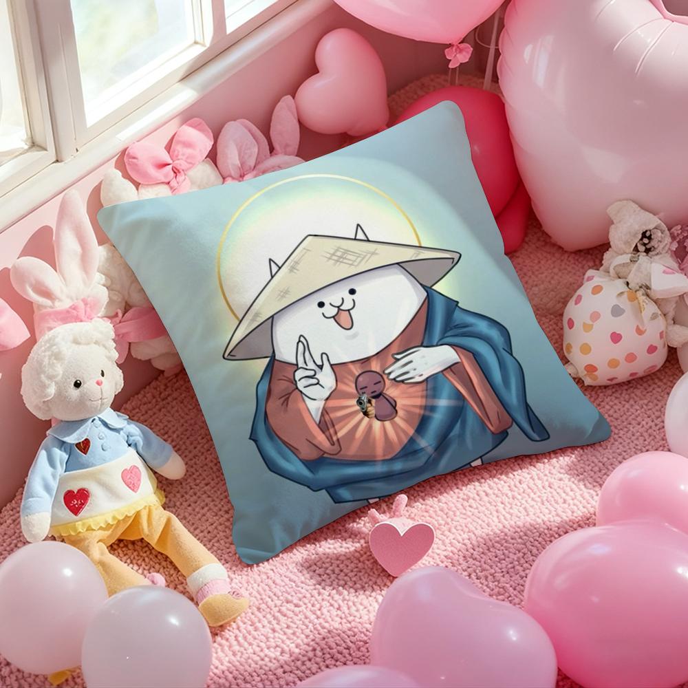 

B-Battle Cats Anime Pillow Case Soft Plush Fabric Double-Sided Printed Cushion Cover Warm Winter Sofa Pillow Case 30cmx30cm