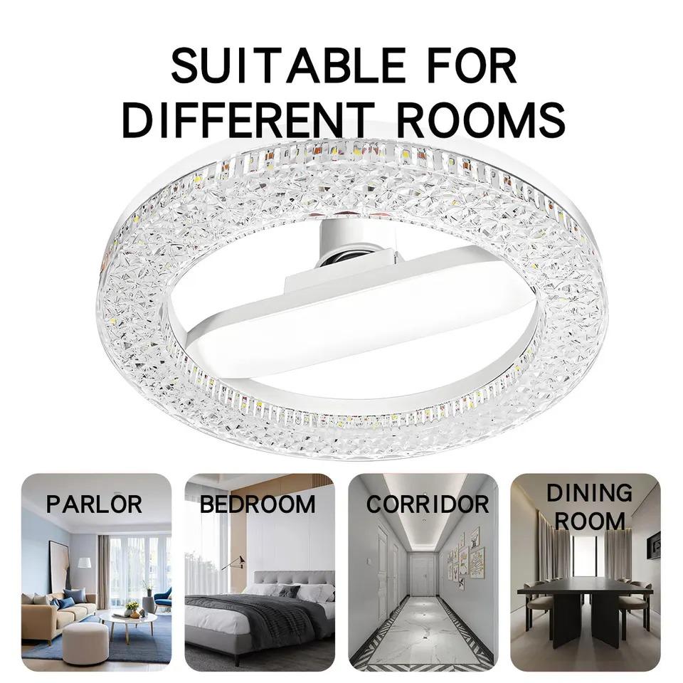 Modern E27 LED Ceiling Light Round Crystal Lamp Chandelier 24W 18W Ceiling Lamps Energy Saving Panel Light Bedroom Hallway Toilet Lighting