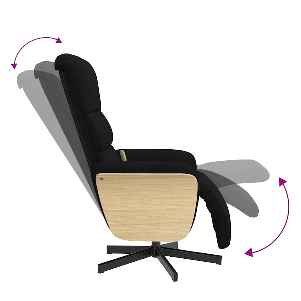 Massage Chair with Footrest Black Fabric