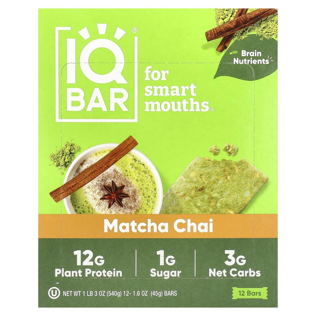 Plant Protein Bar, Matcha Chai, 12 Bars, 45G (1.6Oz) Each