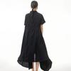 Summer new large-size women's clothing pleated niche design loose and thin Yamamoto dark dress cool