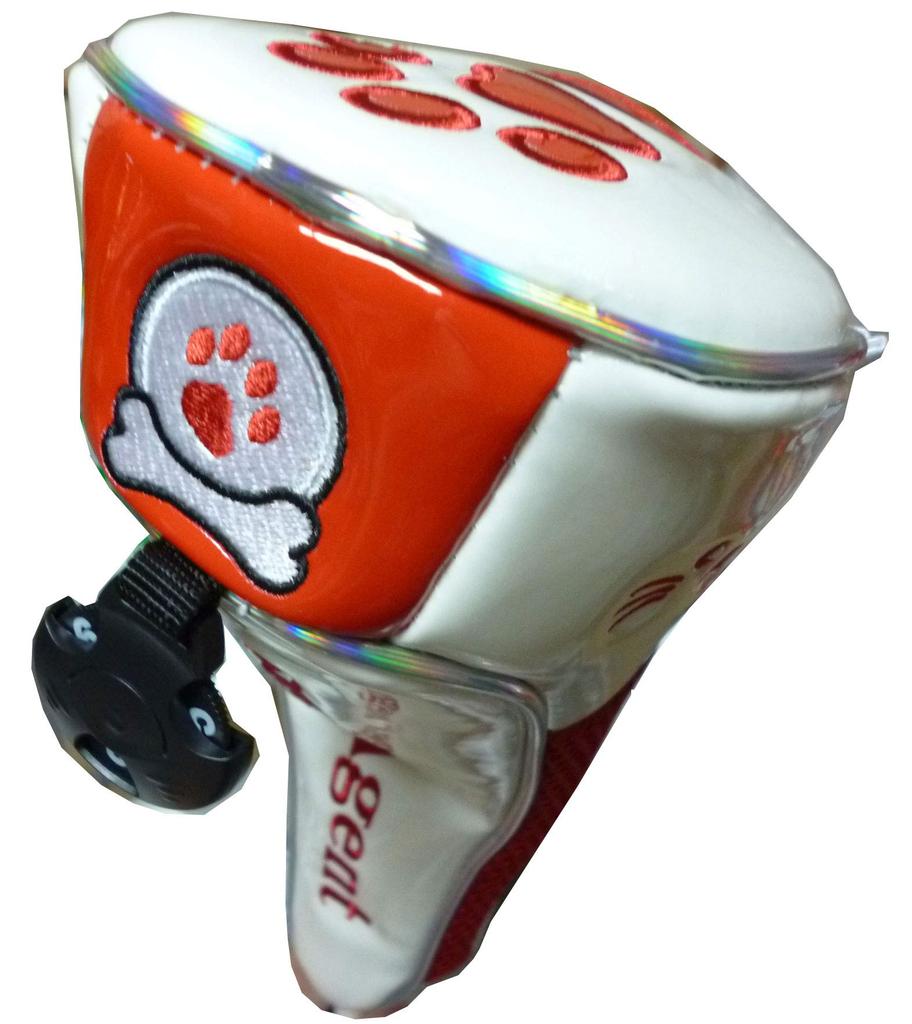 Golf Headcover for Utility Clubs, Paw Print Design with Magnetic Closure (White/Red, for Utility Clubs)