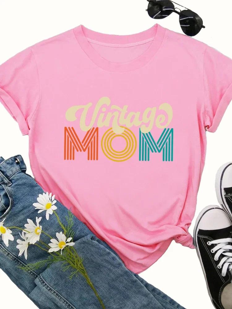 Vintage Mom Letter Print Women T Shirt Short Sleeve O Neck Loose Women Tshirt Ladies Tee Shirt Tops Clothes Camisetas Mujer