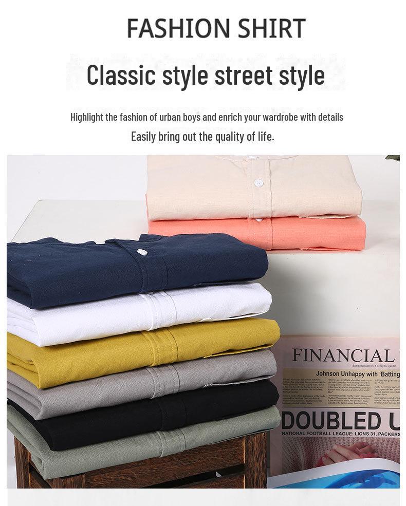 Cămașă bărbați cu mânecă lungă din bumbac-in cu guler chinezesc și buzunar - Jachetă casual simplă, confortabilă