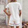 V-neck Stitching Short-sleeved Solid Color Shorts Suit Women