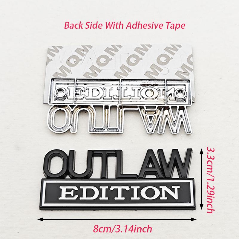 OUTLAW EDITION Metal Emblem Sticker Badge Fender Funny Decal Car Truck Replacement Door Decoration For Universal Car Motorcycle