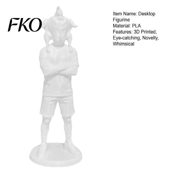Home Office Decoration Funny 3D Printed Desktop Figurine, Novelty Figure with Chicken Simple Texture Decor Head, Collectible Tabletop Ornament