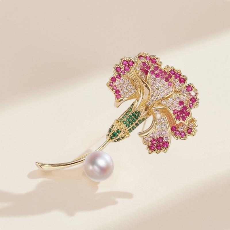 Carnation Brooch, High-end Feminine Charm, Pearl Flower Pin, Design Sense, Niche Brooch