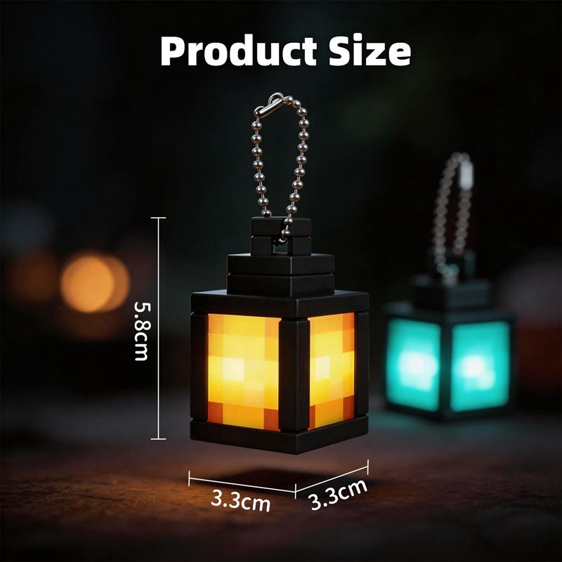 Pixel Style Lantern Night Creative Mc Game Peripheral Backpack Pendant Rechargeable Night Light Bedroom Ornament Office Toys