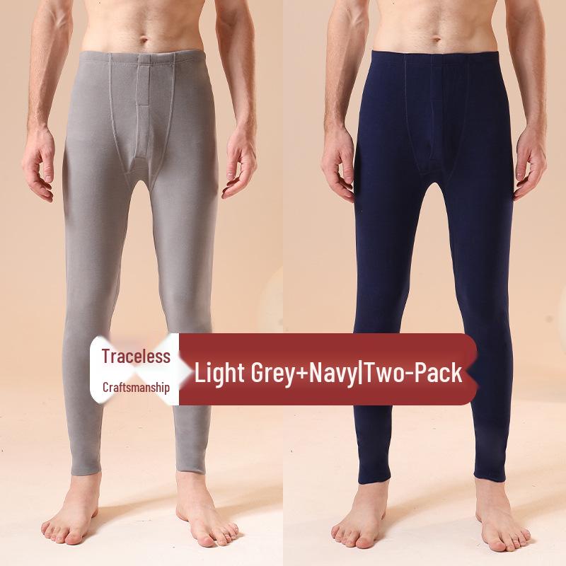Colanți termici fără cusături cu talie înaltă pentru bărbați - Pantaloni de toamnă călduroși din bumbac lână