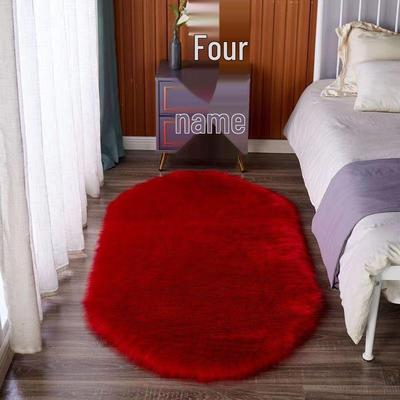 Multi-Color Oval Long Pile Wool Carpet - Floor Mat for Entryway, Sofa, or Bay Window