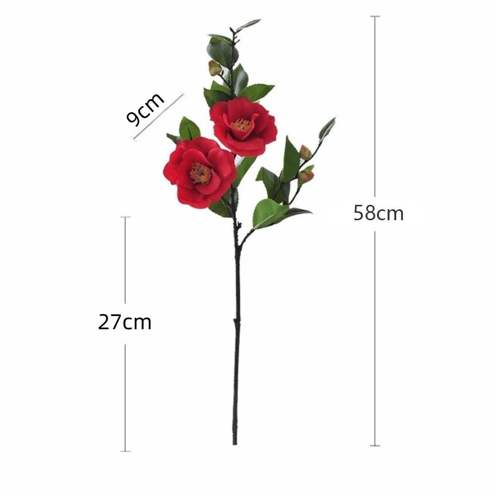 Silk Material Artificial Camellia 58cm Artificial Flower Silk Camellia Flower Green Leaves Multicolor Fake Camellia Flower