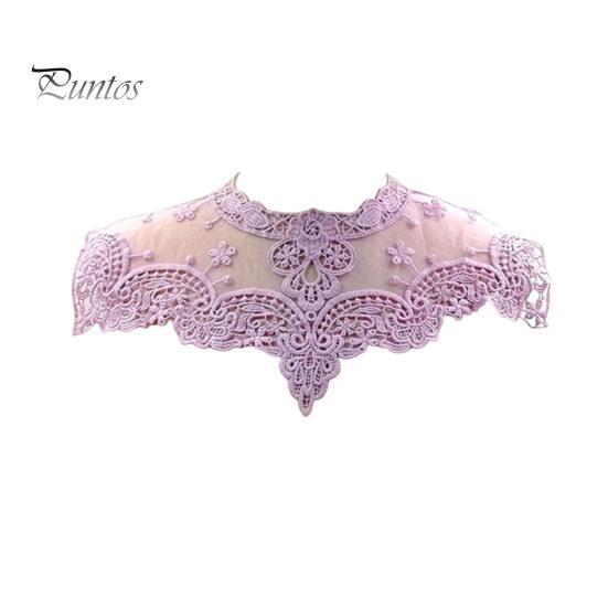 Lace Embroidered Fake Collar Hollow See-through Lace Flower Pattern False Collar Lace Embellished Clothing Accessory