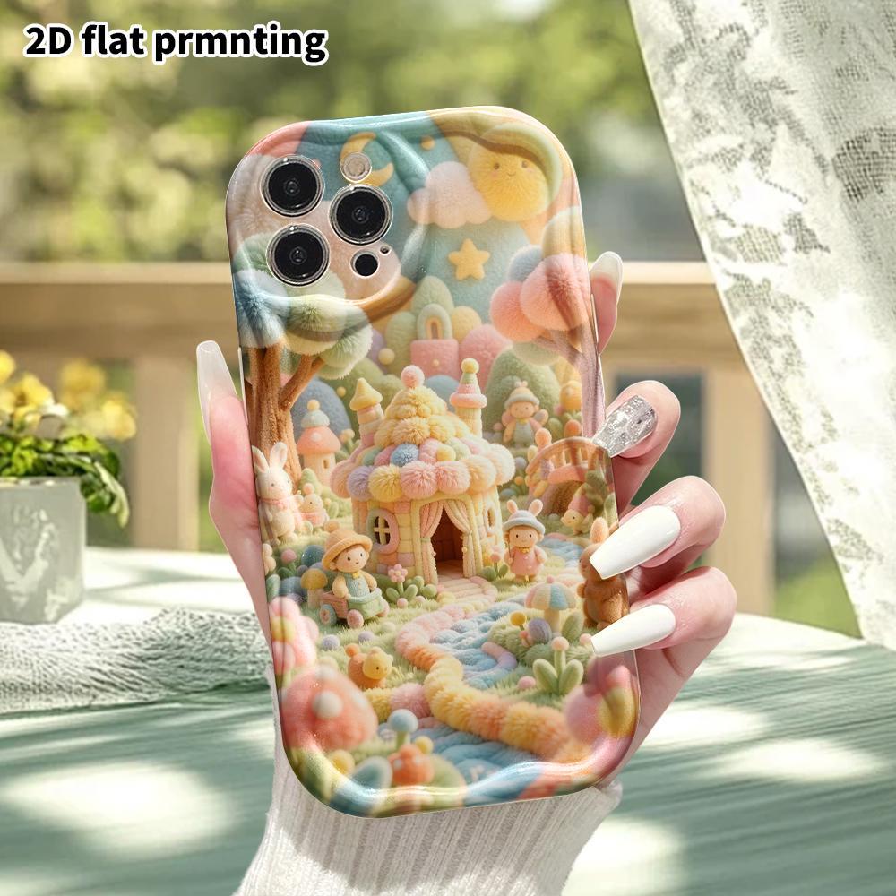 Phone Case: 2D flat, suitable for iPhone 18 17 16 15 14 13 12Pro protective case, fairy tale village, perfect Christmas and Halloween holiday gift