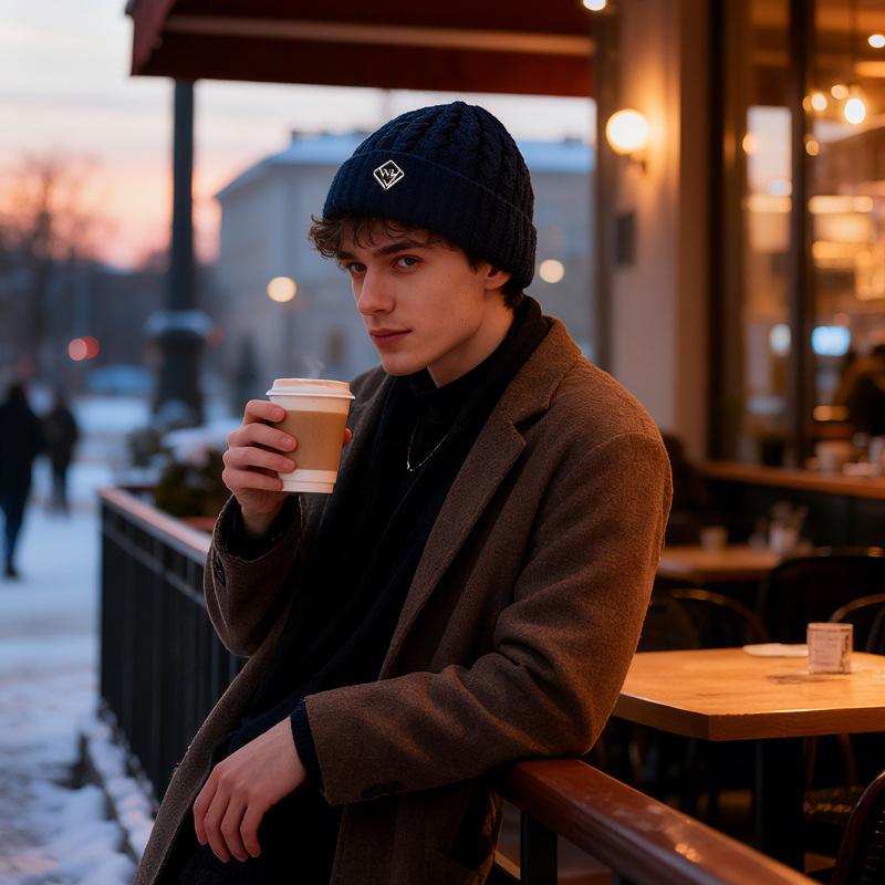 Wool Hat Men's Outdoor Hat Warm Hat British Style Knitted Hat