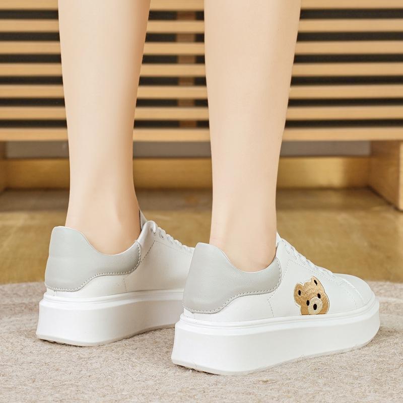 Round head leather thick sole heightening outdoor casual shoes spring and autumn new sports board shoes