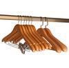 Five-Star Hotel Solid Wood Wide-Shoulder Non-Slip Hangers with Anti-Slip Clips