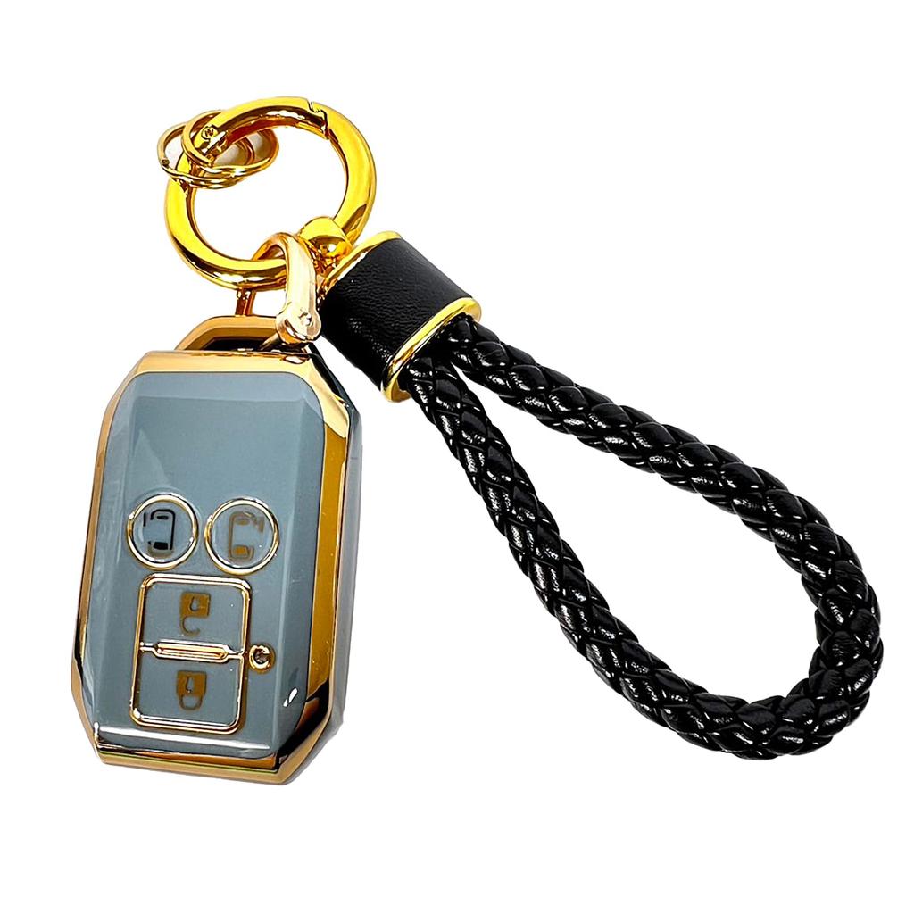 Suzuki Smart Key Cover, 4 Button Car Remote Key Case, Spacia Compatible with Solio Flare Wagon (Blue)