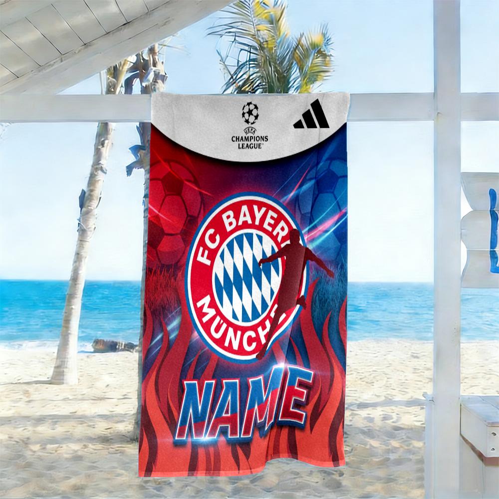 Bayer Munich Soccer Fan Customize Text Beach Towel High Absorbency & Quick-Dry Perfect for Traveling Yoga Camping and Swimming