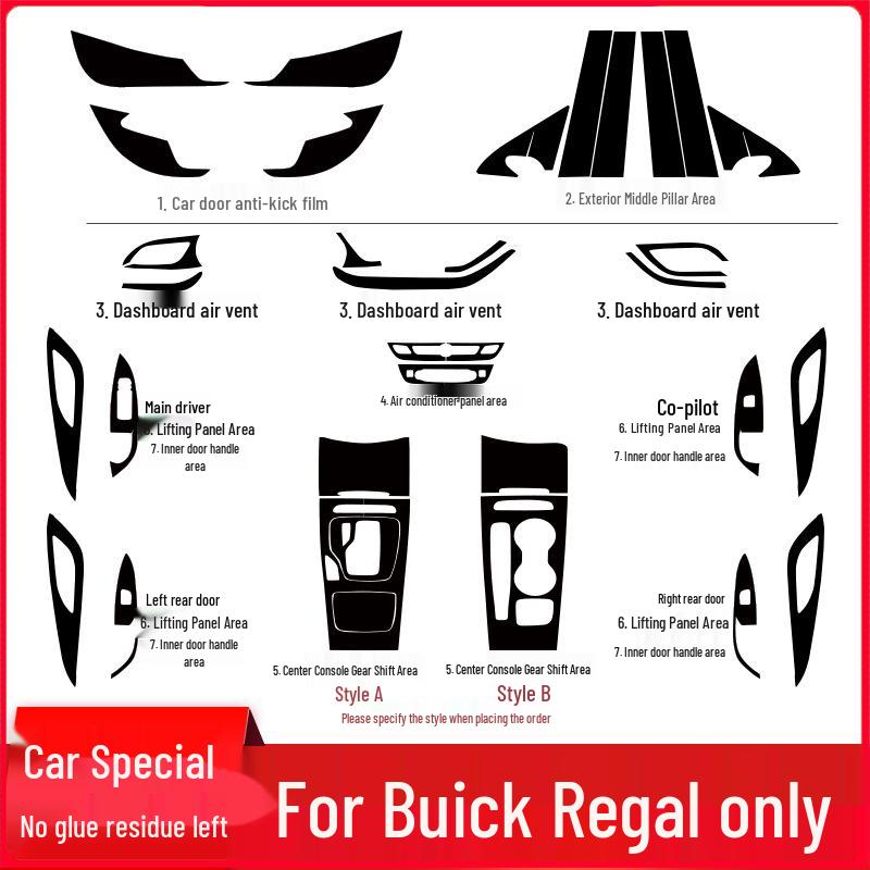Buick Regal 2017-2021 Interior Anti-Kick Pads & Gear Decoration Stickers