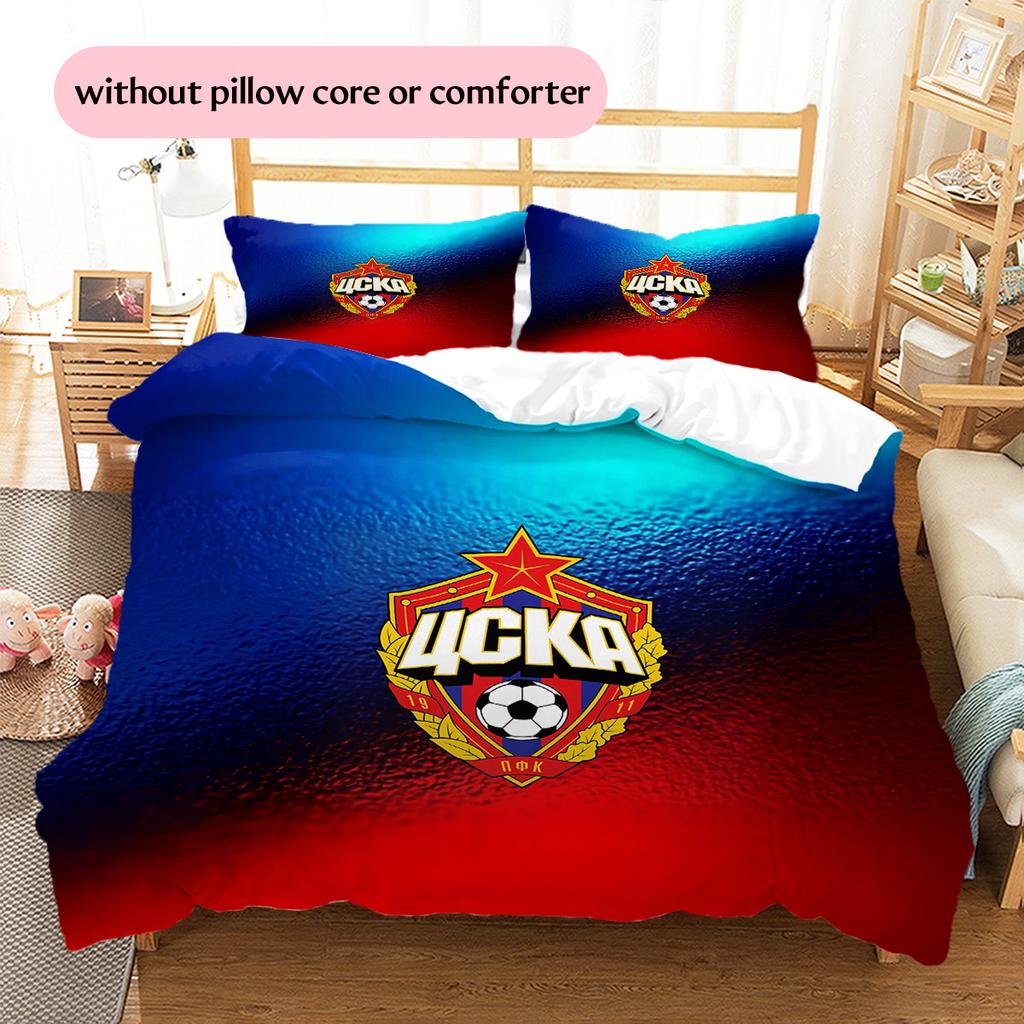 CSKA Moscow Football Club Pattern Bedding Quilt Set Home Decoration Gift (1 * duvet cover + 2 * pillowcase without core)
