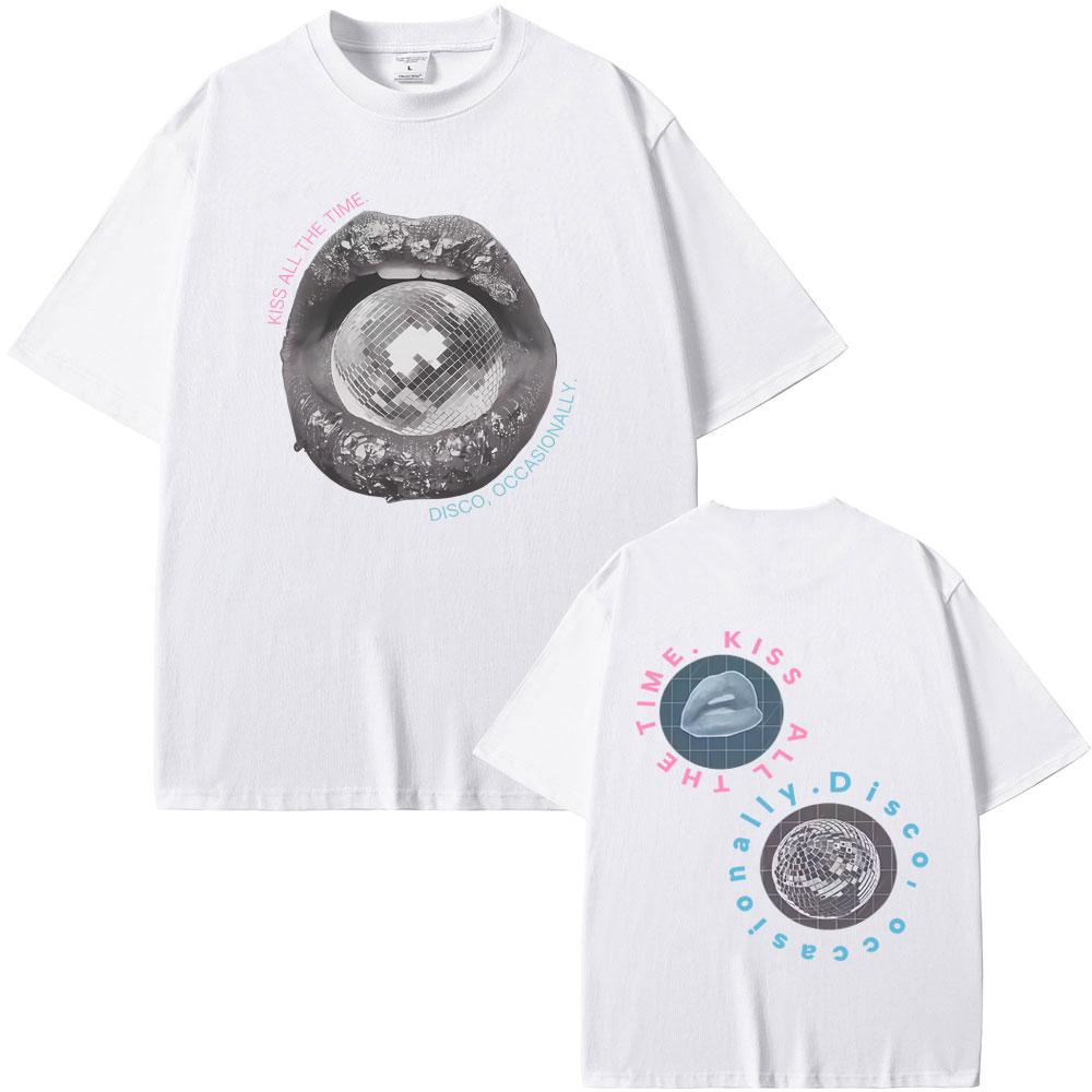 Kiss All The Time Disco Occasionally Graphic Tshirt Men Women Clothing Fashion Oversized T Shirt Male Hip Hop Retro Streetwear