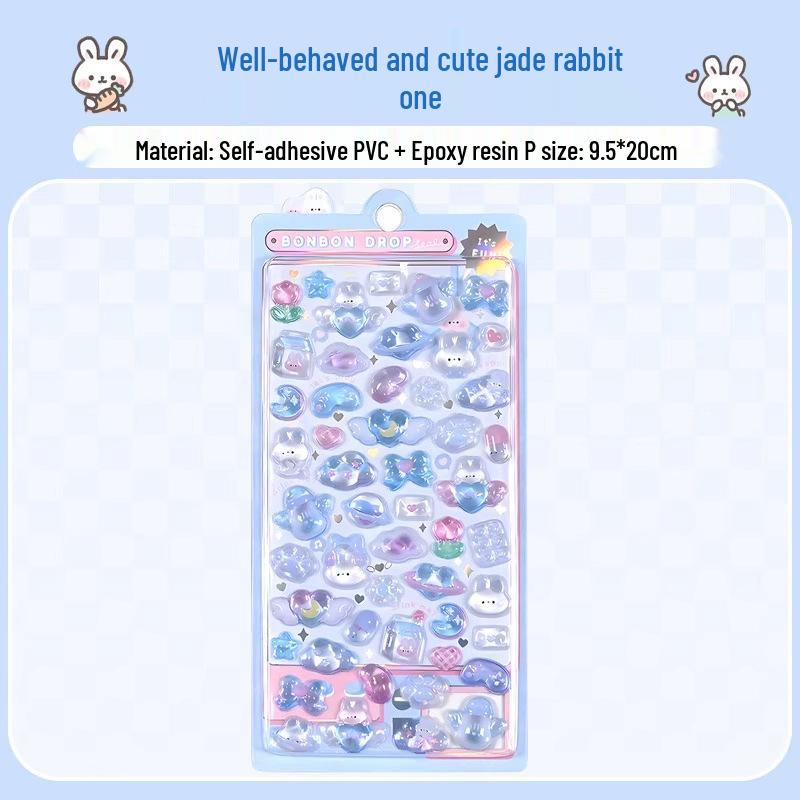 3D Crystal Diamond Cartoon Stickers for Kids - Cute, Decorative & Embossed for Girls