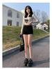 Women's High Waist Black Denim Shorts - Korean Style Trendy Slimming Hot Pants