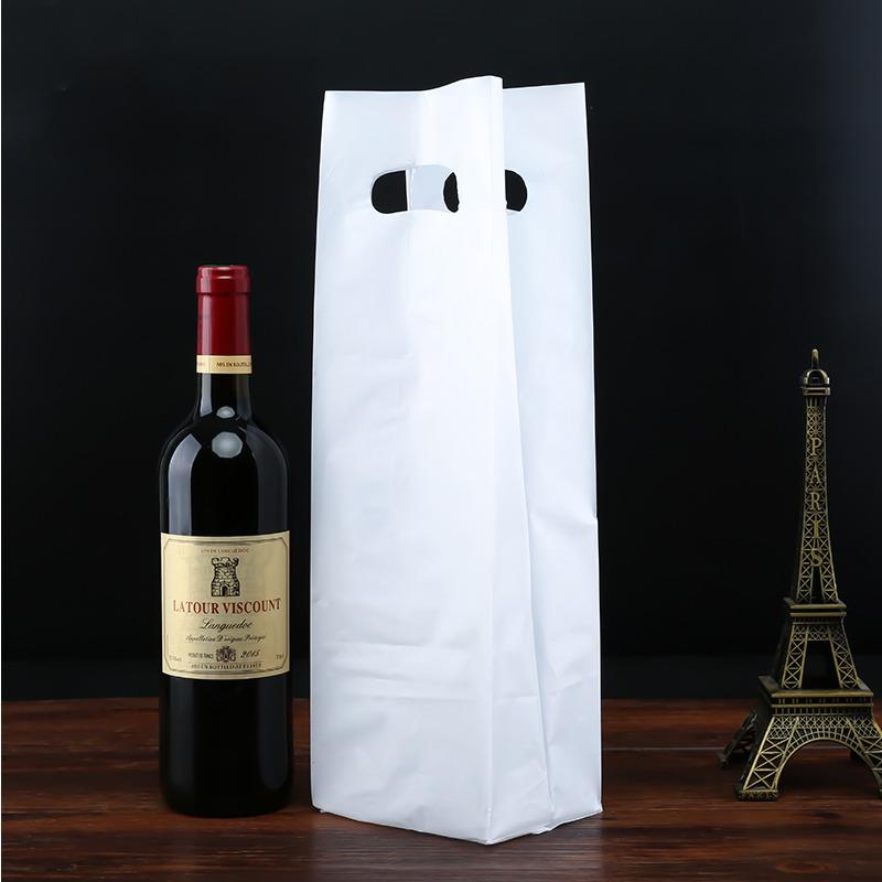 Reusable Red Wine Tote Bag Single Wine Packaging Tote Thickened PE Hotel Universal Pouch Load Bearing and Durable Plastic Bag Black packaging pouch
