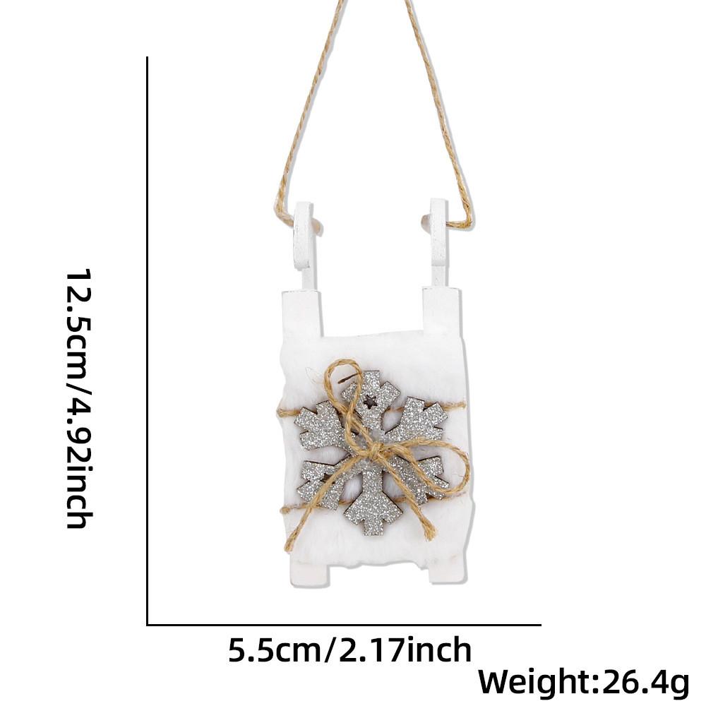 Vintage Inspired Unique Wooden Sled Ornament With Soft Snowflakes Perfect For Christmas Joy
