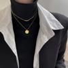 2026 New Stainless steel Double Layer Letter Round Pendant Necklace Women's Gift Indelible Jewelry Party Neck chain Accessories